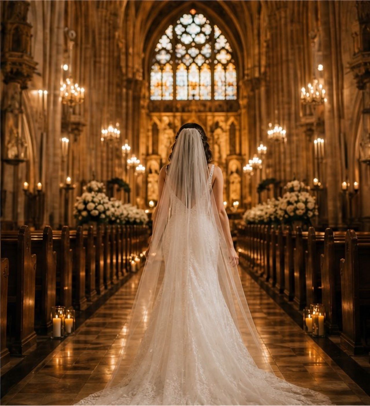 Cathedral aisle, Cleveland wedding ceremony