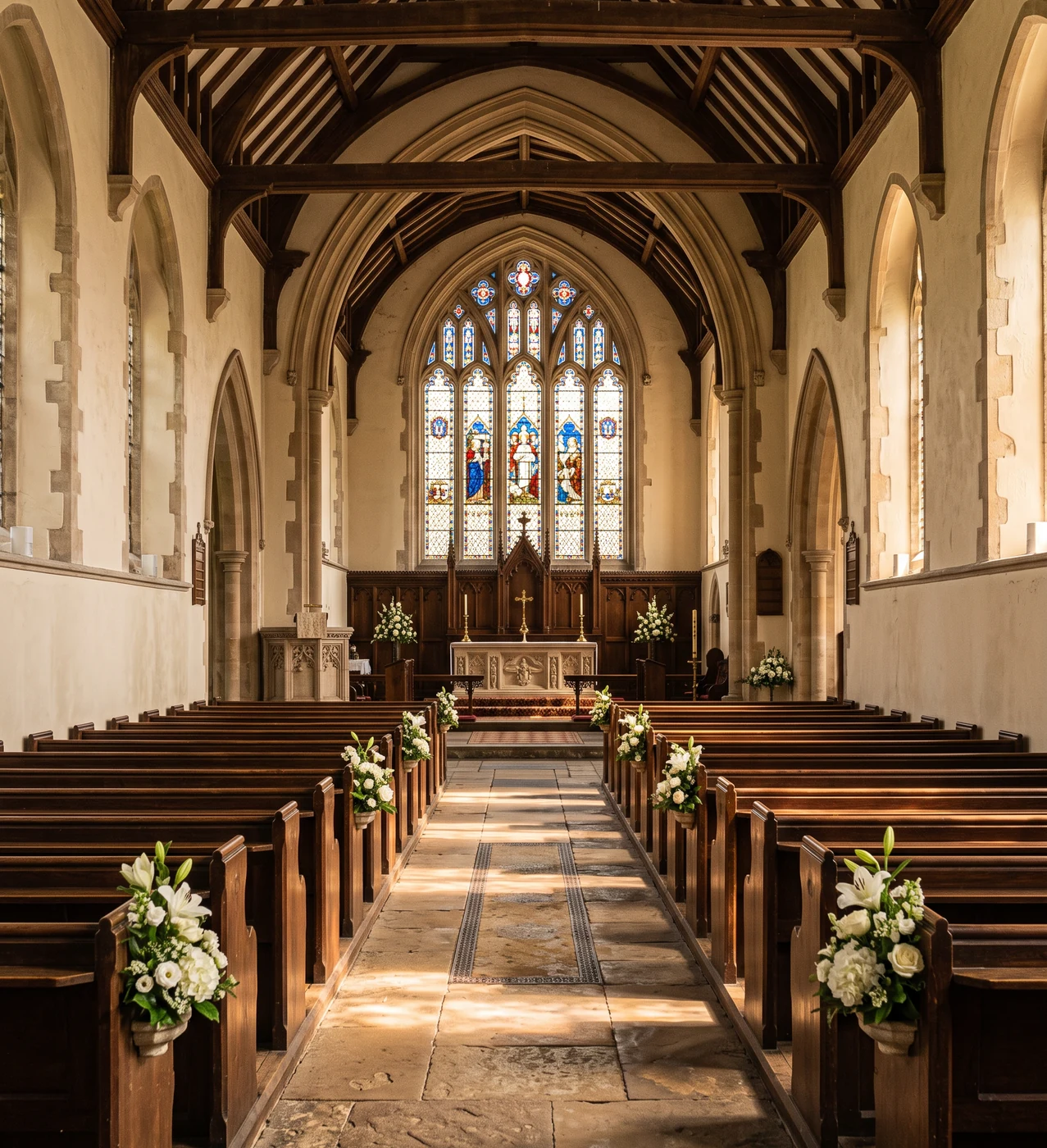 Cathedral aisle, Cleveland wedding ceremony