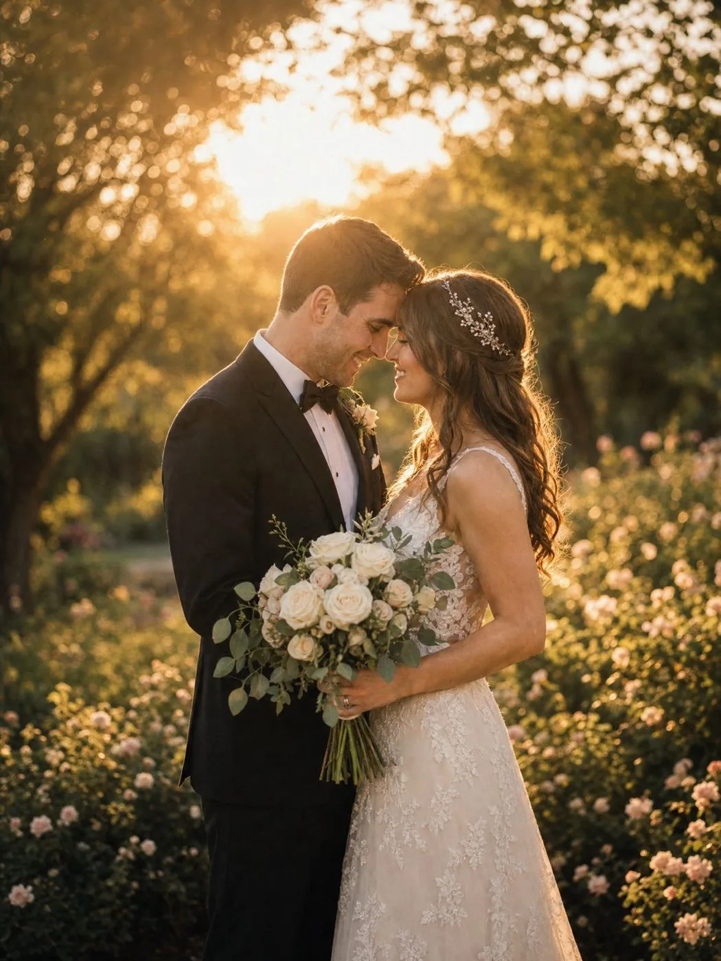 Editorial Cincinnati wedding couple portrait at golden hour