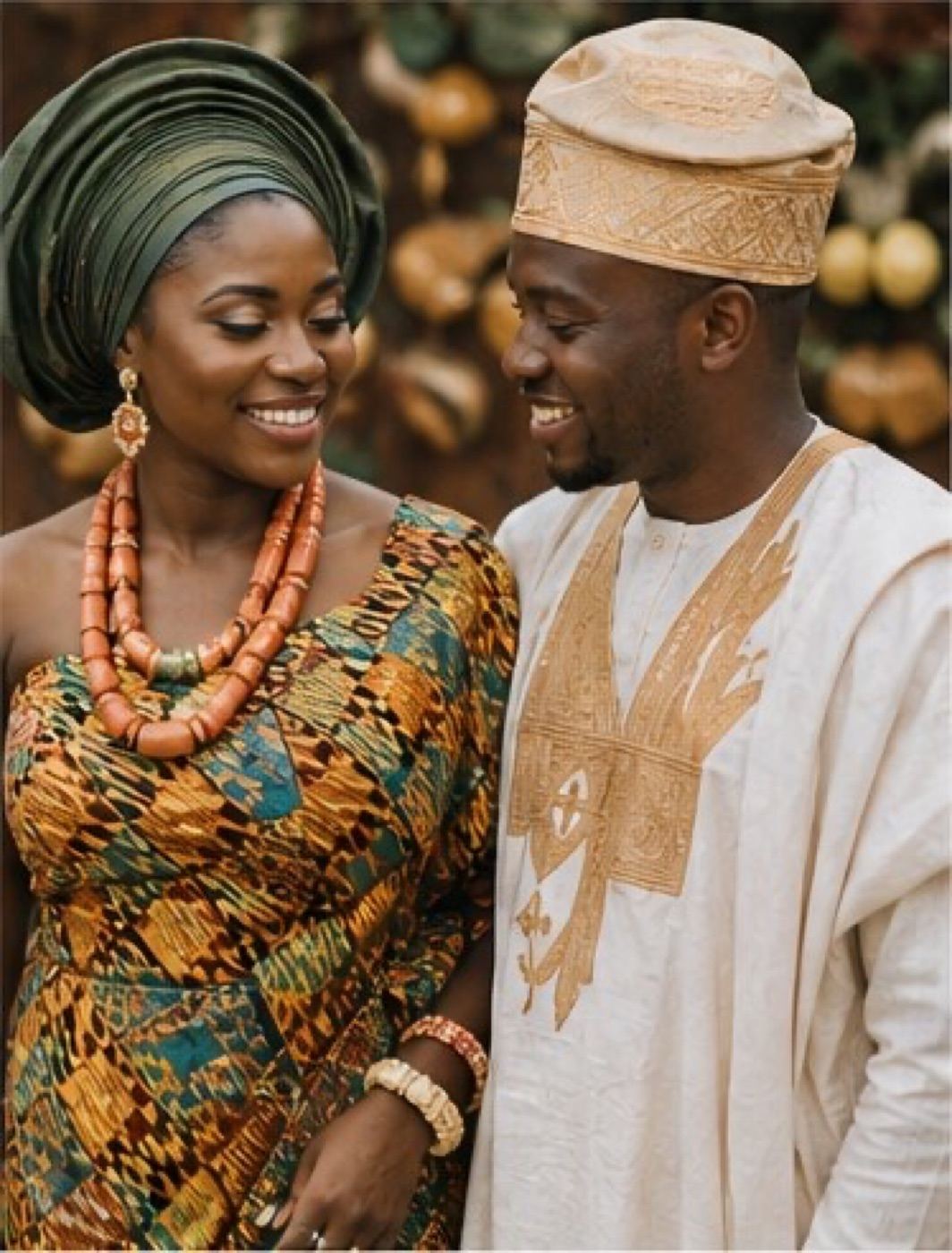 Couple in traditional wedding attire