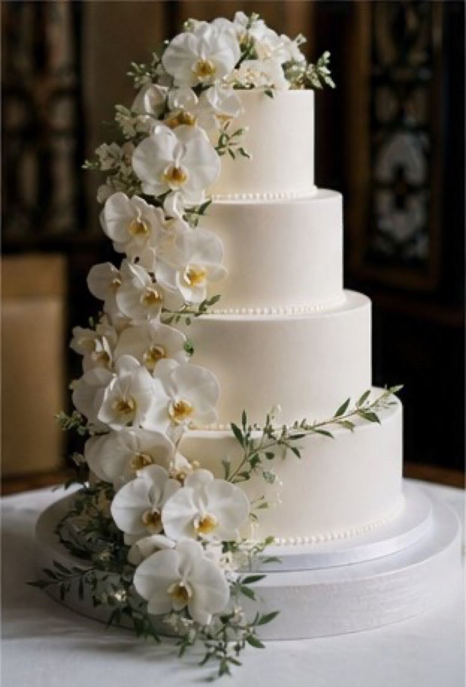 Floral tiered wedding cake