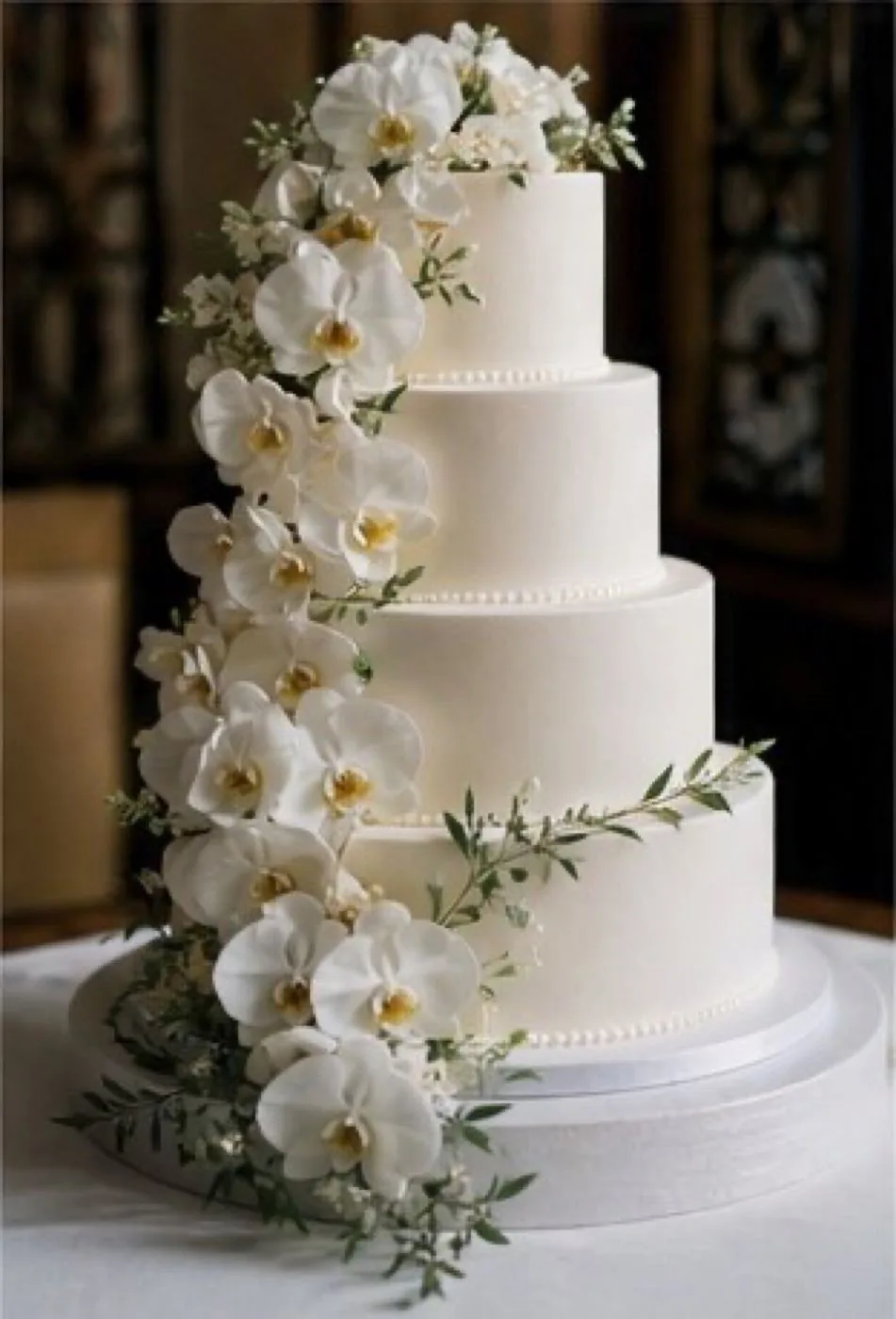 Floral tiered wedding cake