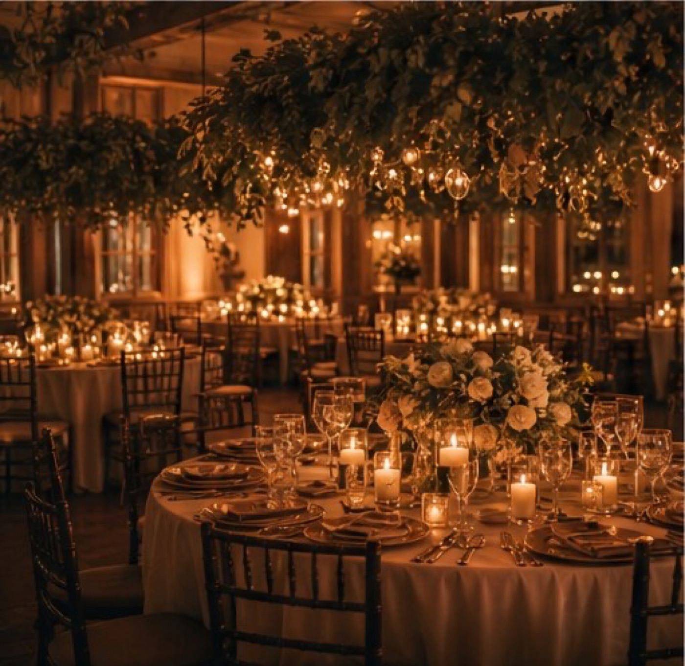 Candlelit Cleveland wedding reception tablescape