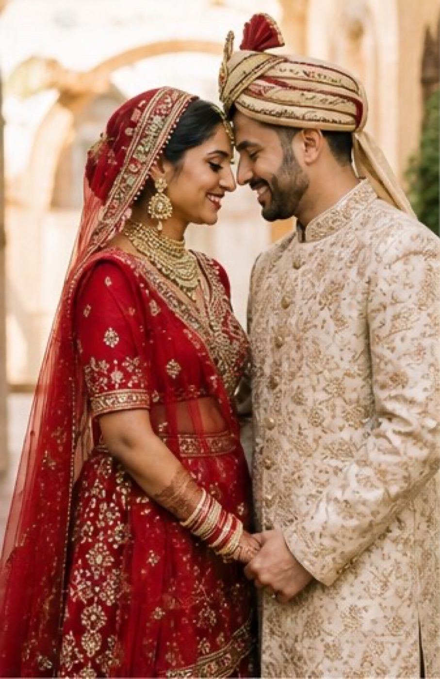 South Asian couple wedding portrait