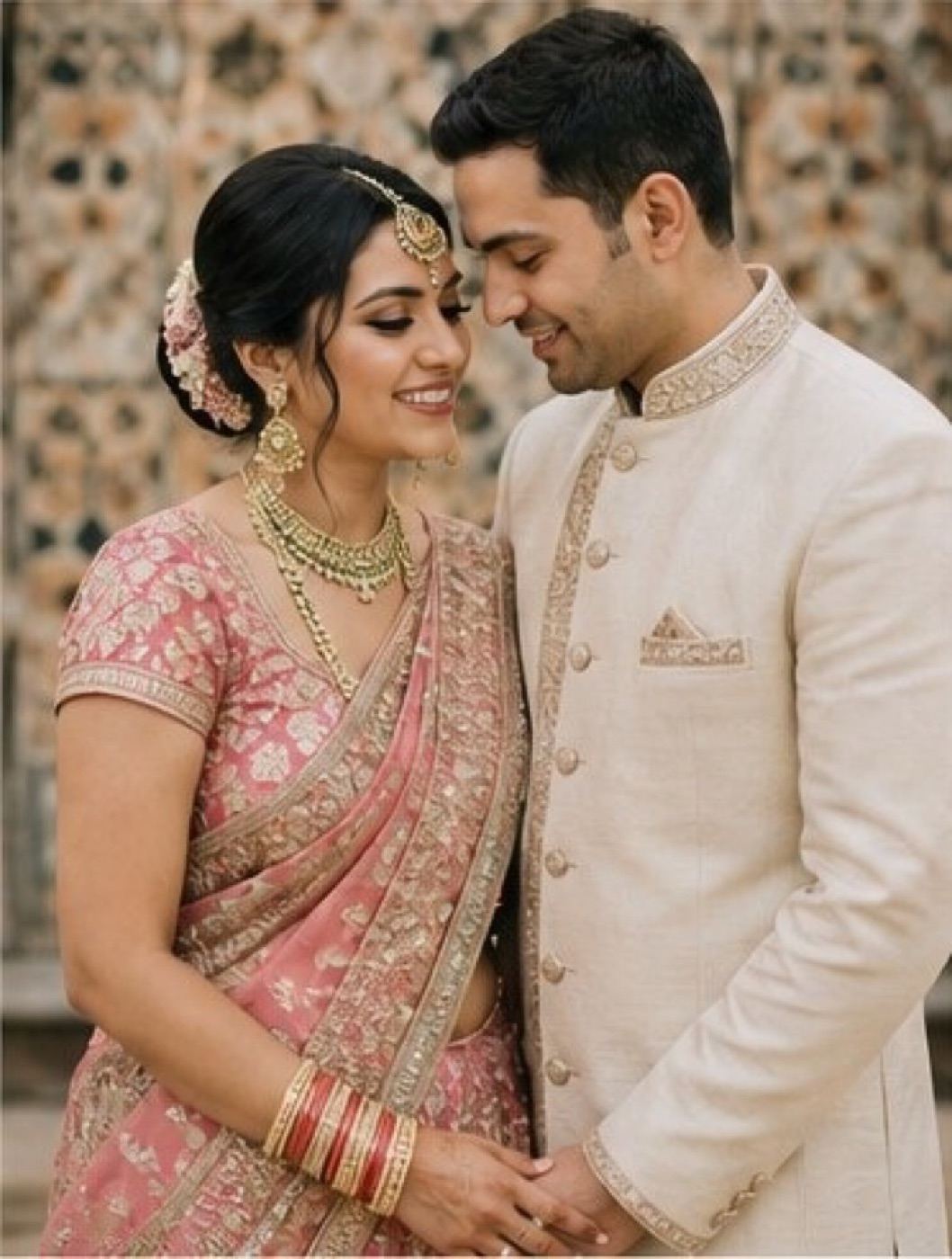 South Asian couple wedding portrait