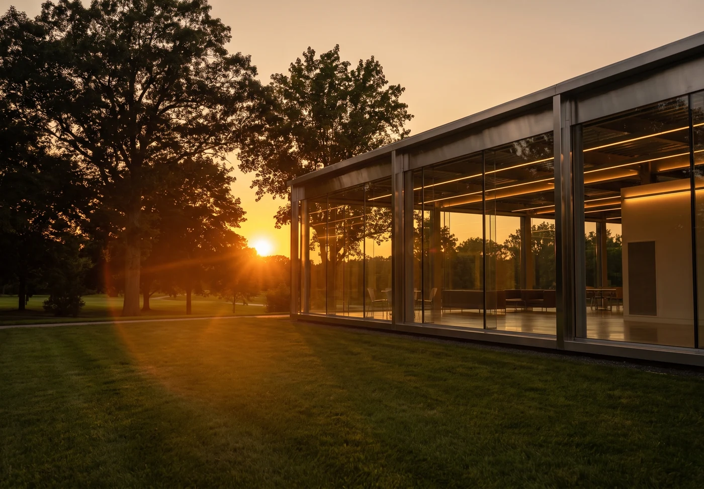 Modern glass-walled Cleveland wedding venue