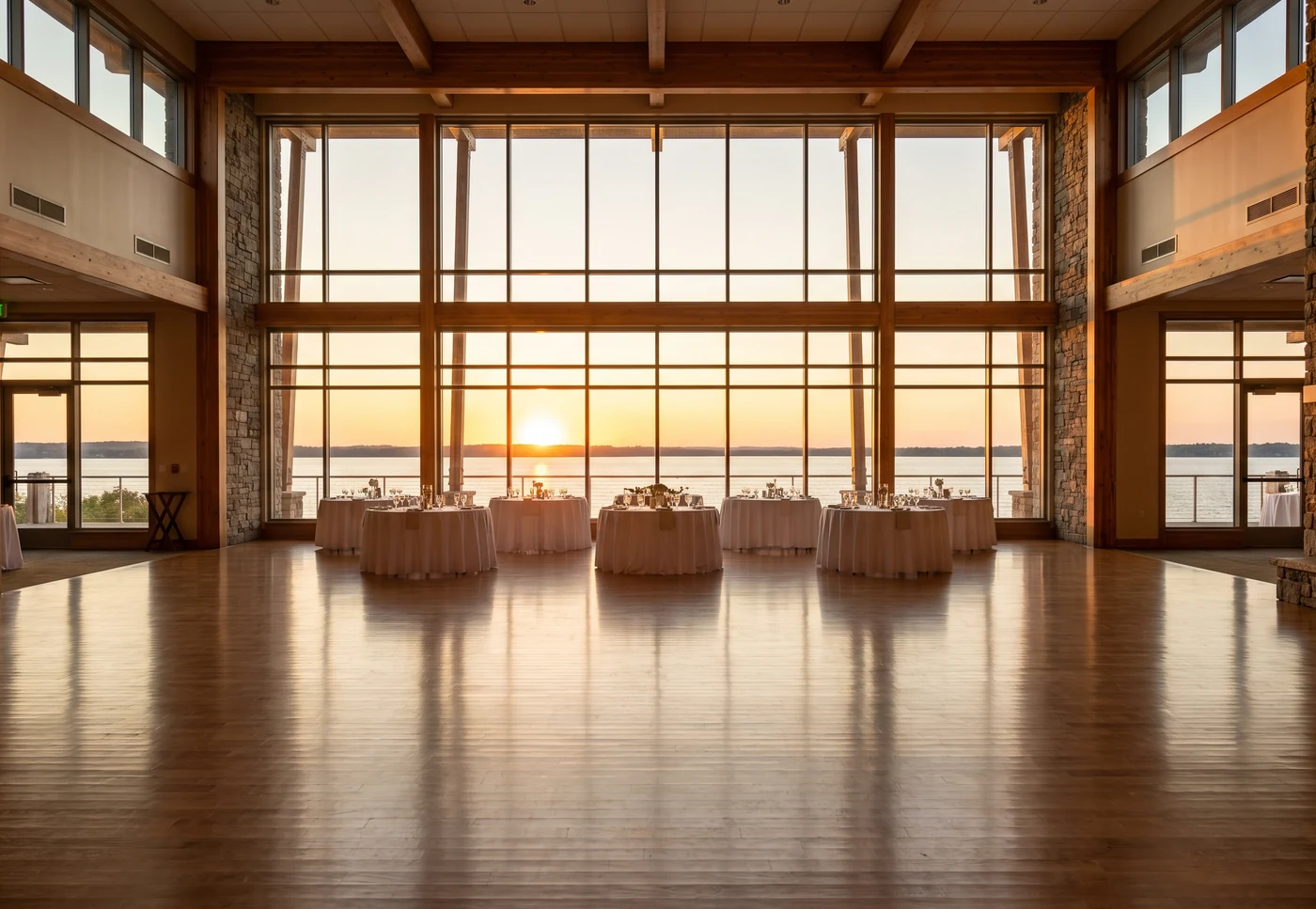 Waterfront Cleveland wedding venue with skyline views